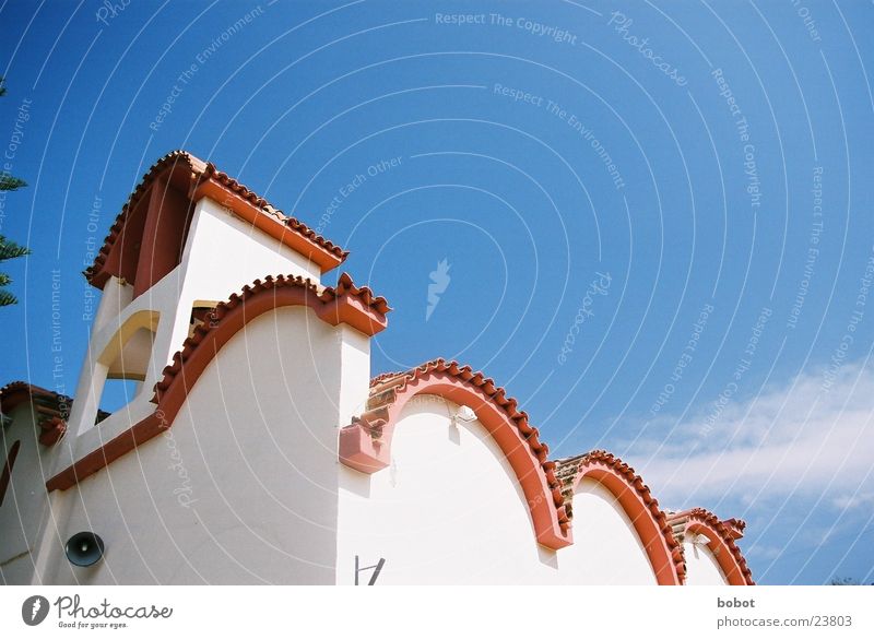 Villa Riba Griechenland Ferien & Urlaub & Reisen Kreta Haus Dachziegel Gotteshäuser Mittelmeer blau Häusliches Leben Sonne Himmel Perspektive