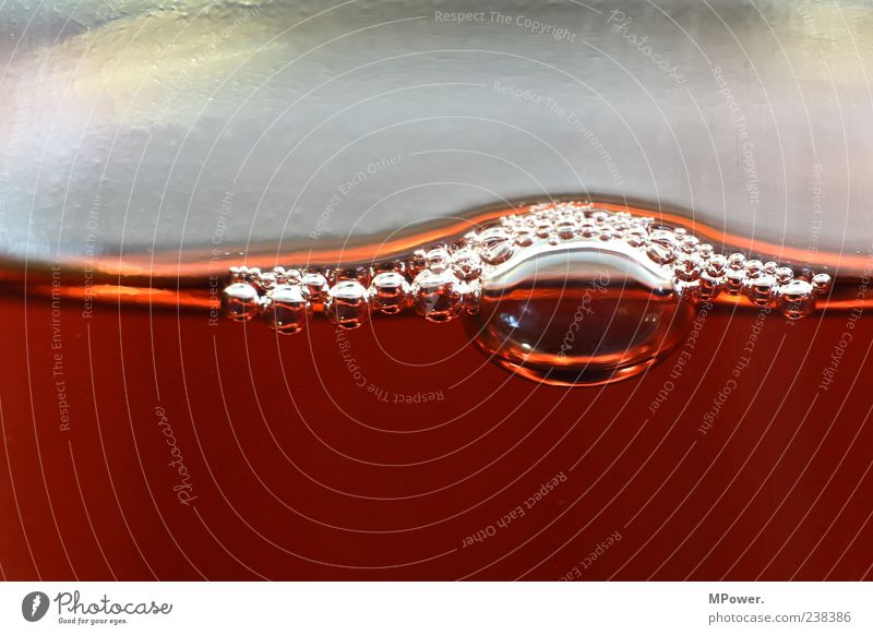 Bubbles Wasser außergewöhnlich nass rund braun Flüssigkeit Blase Oberflächenspannung viele klein Getränk Glas rot Farbfoto Innenaufnahme Detailaufnahme