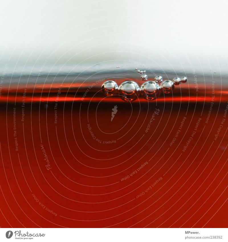 Bubbles V Wasser außergewöhnlich nass rund braun Flüssigkeit Blase Oberflächenspannung viele klein Getränk Glas rot Farbfoto Innenaufnahme Detailaufnahme