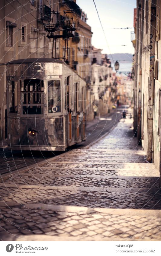 verbindet. ästhetisch mediterran Straße Straßenbahn Straßenrand Portugal Lissabon Ferien & Urlaub & Reisen Urlaubsfoto Urlaubsstimmung Urlaubsort Urlaubsgrüße