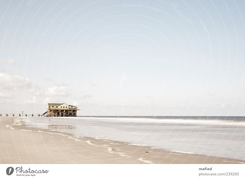 Sonntag Morgen | Das Haus im Meer Natur Landschaft Sand Wasser Himmel Wolken Horizont Sonnenlicht Sommer Schönes Wetter Küste Strand Nordsee Menschenleer