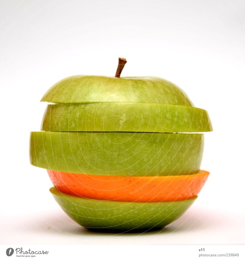 Vitaminbombe I Lebensmittel Apfel Orange Ernährung Bioprodukte Vegetarische Ernährung Diät exotisch Gesundheit modern saftig sauer schön grün Stengel
