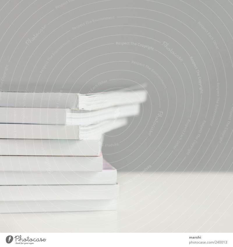 weise Lektüre grau weiß Printmedien einfach Stapel Papier Papierstapel Farbfoto Innenaufnahme Textfreiraum rechts Textfreiraum oben Freisteller