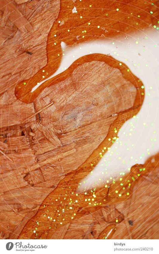 Seepferdchen-pfütze Holz Wasser nass Pfütze ausgelaufen verschütten Glitter Grobspanplatte Oberflächenspannung Strukturen & Formen Boden Verlauf Flüssigkeit