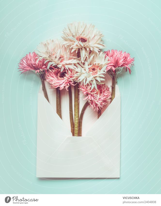 Pastell Blumen im Briefumschlag Stil Design Sommer Schreibtisch Feste & Feiern Valentinstag Muttertag Hochzeit Geburtstag Pflanze Papier Dekoration & Verzierung