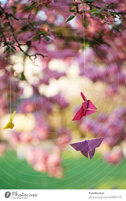 #A# Frühlingswünsche Kunst Kunstwerk ästhetisch Design dezent Windspiel Papier gefaltet Origami Windstille Idylle verträumt traumhaft zart