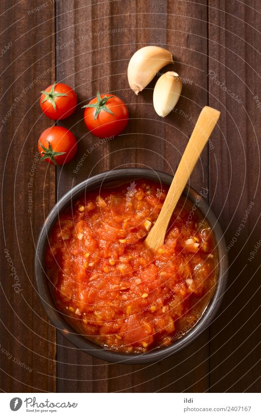 Hausgemachte Marinara oder Pomodoro Tomatensauce Gemüse Vegetarische Ernährung frisch Gesundheit rot Lebensmittel Saucen gebastelt Italienisch Knoblauch