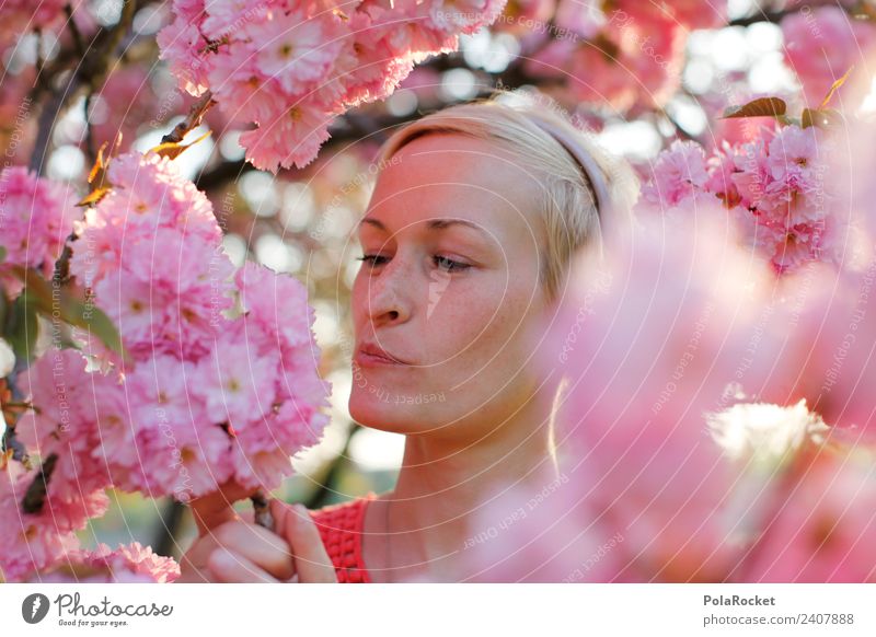 #A# Frühlingsskepsis Kunst ästhetisch rosa rosarote Brille Heuschnupfen Frühlingstag Frühlingsfarbe Duft Geruch Gesicht Außenaufnahme entdecken Farbfoto