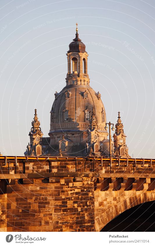 #A# Goldene Dame Kunst Kunstwerk ästhetisch Dresden Frauenkirche Elbufer Kuppeldach Sehenswürdigkeit Wahrzeichen Barock Altstadt Tourismus Farbfoto
