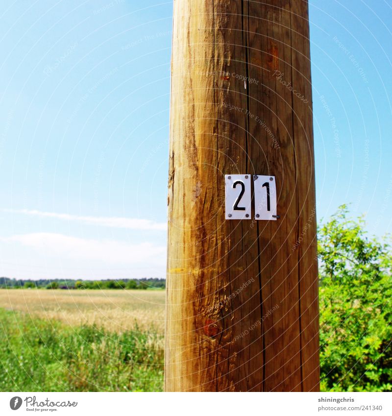 21 Ausflug Freiheit Sommer Landwirtschaft Forstwirtschaft Natur Landschaft Himmel Schönes Wetter Sträucher Feld Holz Ziffern & Zahlen Schilder & Markierungen