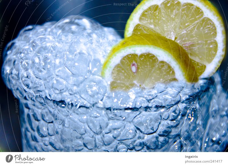 Zitronensprudel Frucht Getränk Erfrischungsgetränk Trinkwasser Limonade Glas Gesundheit Wellness Leben Wasser glänzend trinken Flüssigkeit saftig sauer blau