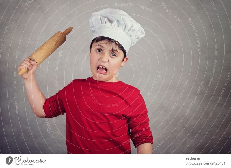 wütendes Kochkind Lebensmittel Ernährung Lifestyle Küche Arbeit & Erwerbstätigkeit Beruf Gastronomie Mensch maskulin Kind Kleinkind Junge Kindheit 1 8-13 Jahre