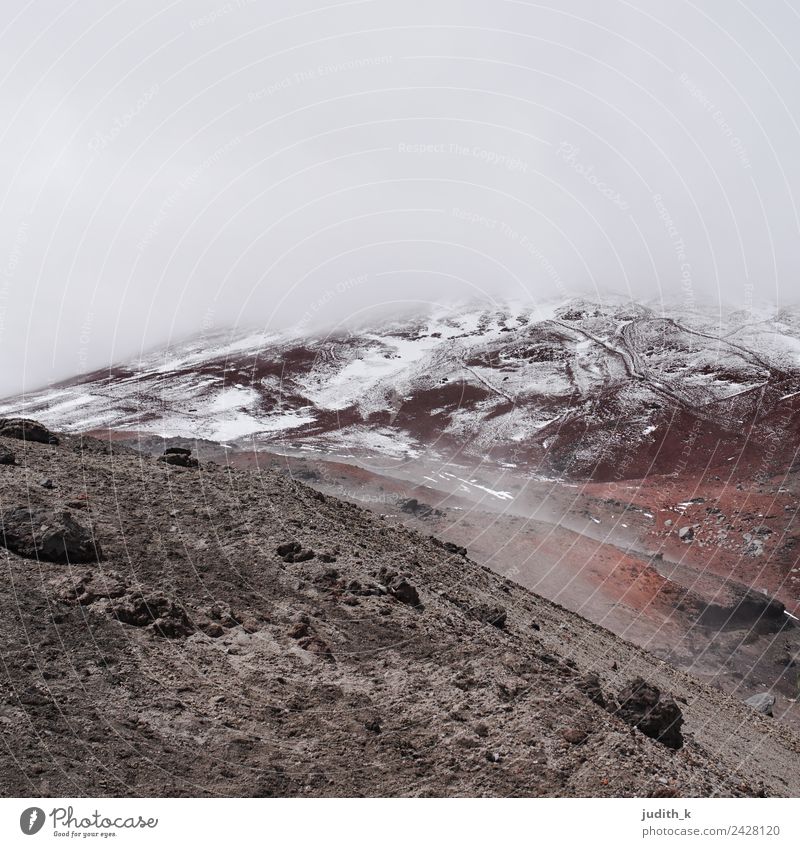 Cotopaxi Umwelt Natur Landschaft Urelemente Erde Wolken Sturm Nebel Schnee Dürre Felsen Berge u. Gebirge Schneebedeckte Gipfel Gletscher Vulkan Schlucht Ecuador