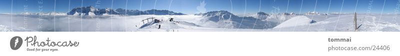 360° Panorama Nebel Kanton Wallis Morgins Skilift Panorama (Aussicht) Berge u. Gebirge Schnee Wetter blau groß Panorama (Bildformat) Skigebiet Schönes Wetter
