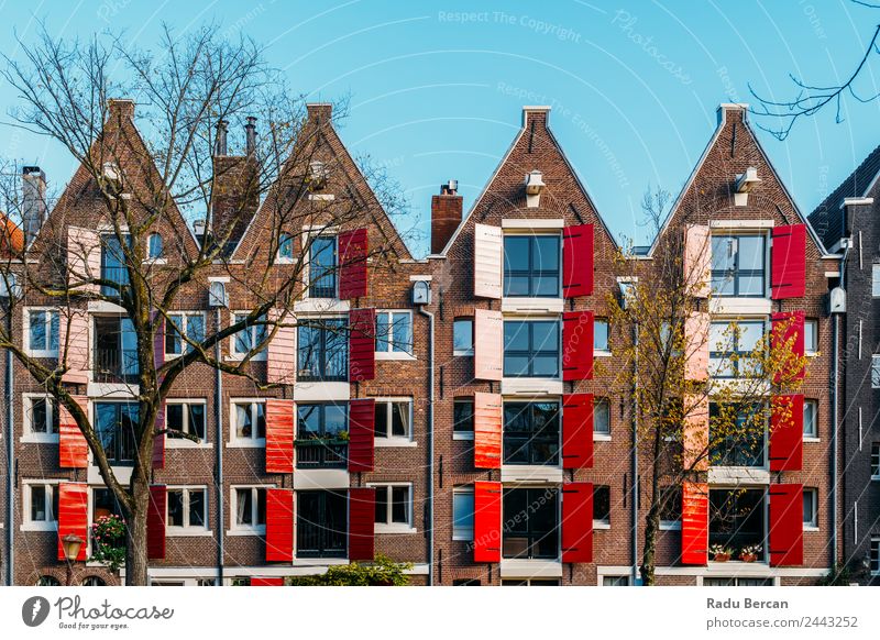 Schöne Architektur niederländischer Häuser in Amsterdam Stil Design Ferien & Urlaub & Reisen Tourismus Haus Herbst Kleinstadt Stadt Hauptstadt Stadtzentrum