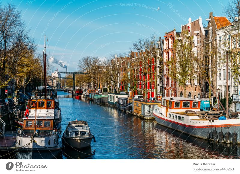 Schöne Architektur niederländischer Häuser am Amsterdamer Kanal Stil Ferien & Urlaub & Reisen Tourismus Ausflug Abenteuer Städtereise Häusliches Leben Wohnung