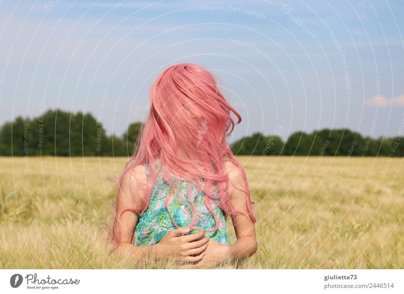Pink summer | Rosa Haare - Lebensfreude und gute Laune feminin Mädchen Junge Frau Jugendliche Haare & Frisuren 1 Mensch 8-13 Jahre Kind Kindheit