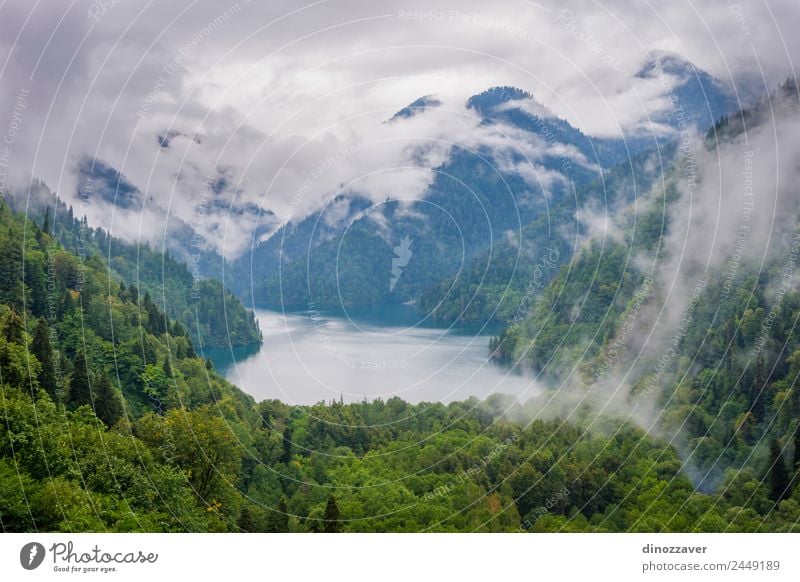 Ritsa-See, Abchasien schön Erholung Ferien & Urlaub & Reisen Tourismus Ausflug Sommer Berge u. Gebirge Umwelt Natur Landschaft Wolken Nebel Baum Gras Park Wald