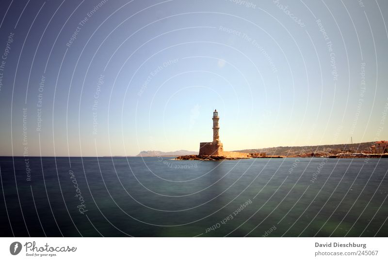 Leuchtturm / Chania Ferien & Urlaub & Reisen Ferne Sommerurlaub Meer Insel Landschaft Schönes Wetter Turm Wahrzeichen blau braun Kreta Wolkenloser Himmel