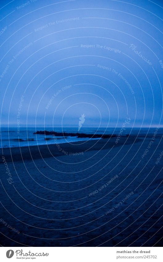 DÄNEMARK - V Umwelt Natur Landschaft Sand Wasser Himmel Wolken Horizont Wetter schlechtes Wetter Wellen Küste Strand Nordsee Aggression dunkel kalt blau Mole