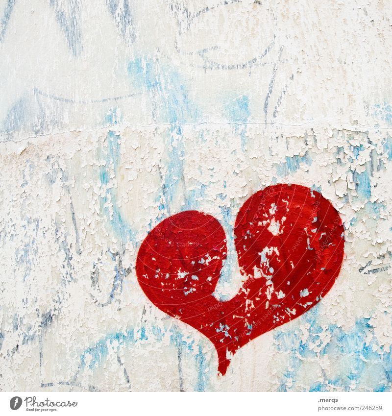 Herz Valentinstag Zeichen Graffiti Liebe alt schön blau rot weiß Gefühle Lebensfreude Sympathie Zusammensein Verliebtheit Treue Romantik Partnerschaft Farbe