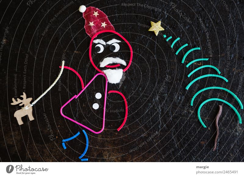Gummiwürmer: Weihnachtsmann Feste & Feiern Weihnachten & Advent maskulin Mann Erwachsene 1 Mensch Mütze Bart Vollbart mehrfarbig schwarz Rentier Weihnachtsbaum