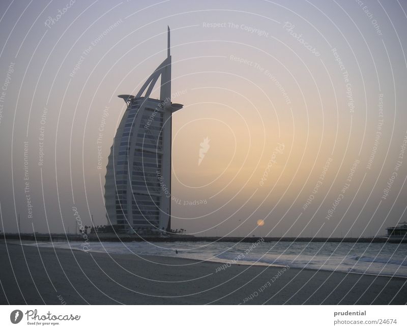 burj al arab Dubai Sonnenuntergang Meer Erfolg tower of arabia turm von arabien Abend