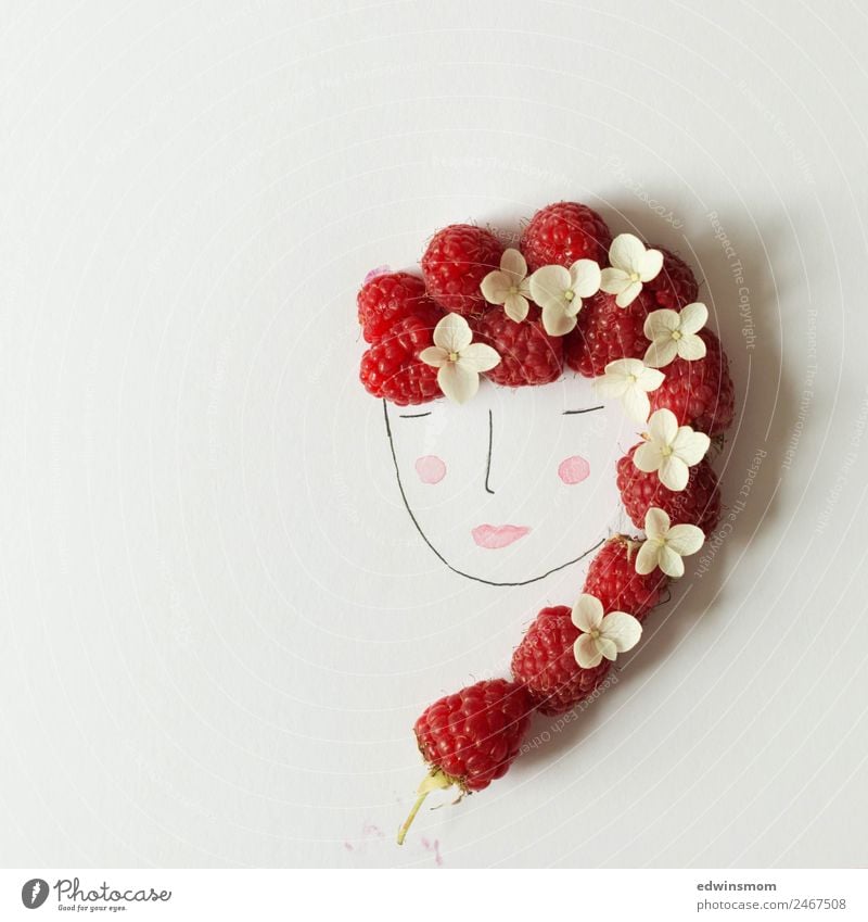 Raspberries Frucht Himbeeren Beeren Freizeit & Hobby Basteln zeichnen feminin Junge Frau Jugendliche 1 Mensch Sommer Accessoire rothaarig Papier