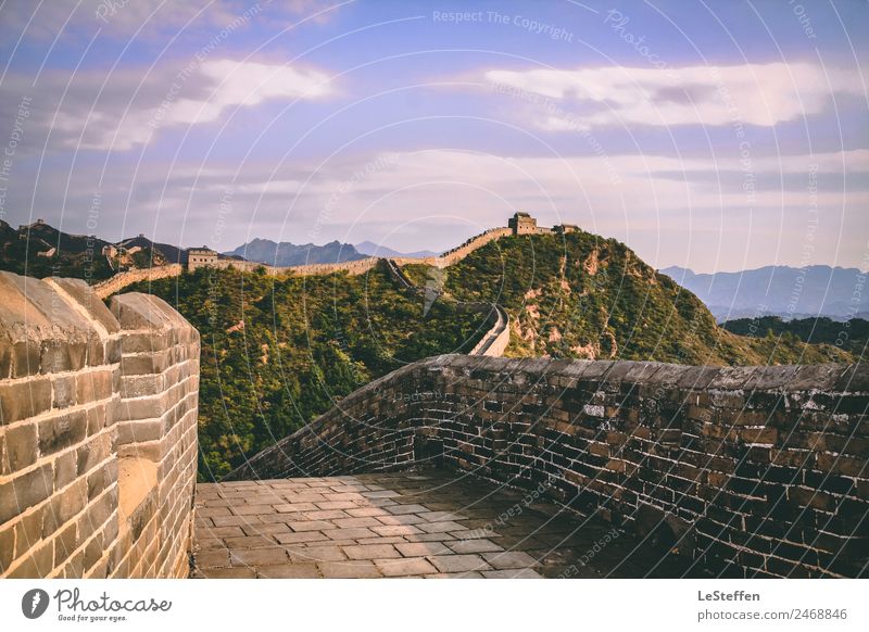 Chinesische Mauer Architektur Umwelt Natur Himmel Wolken Sonnenlicht Sommer Schönes Wetter Baum Menschenleer Wand Sehenswürdigkeit Wahrzeichen Stein alt