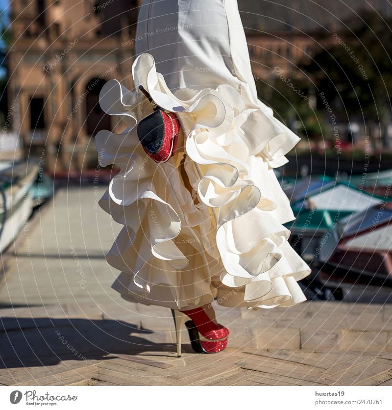 Junge Eleganz Flamenco-Tänzerin elegant Glück schön Tanzen Mensch Frau Erwachsene Kultur Blume Mode Kleid Leidenschaft Flamencotänzer Spanien Spanisch Sevilla
