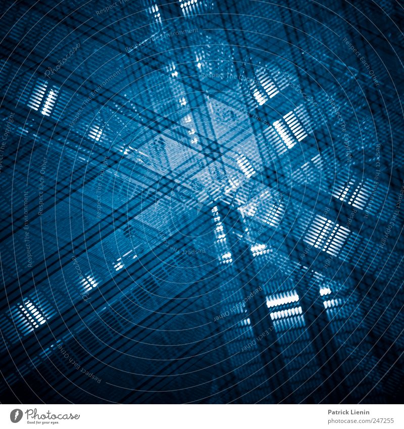 Human Abstract Technik & Technologie Kunst Subkultur Menschenleer Tunnel Bauwerk Gebäude ästhetisch trendy einzigartig kalt modern verrückt blau Stress