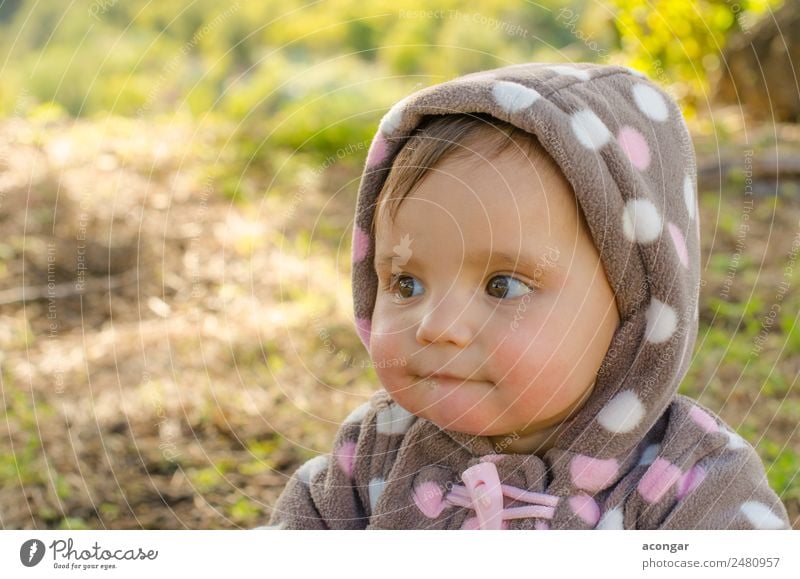 Porträt eines schönen Babys Gesicht Mensch feminin Mädchen Kindheit 1 0-12 Monate Mantel natürlich kalt Auge horizontal Menschen hübsch Farbfoto Außenaufnahme