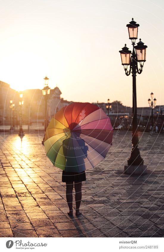 Let's Colour Venice II ästhetisch einzigartig Kitsch Tourismus Jugendliche Regenschirm Venedig Italien Urlaubsstimmung Frau Farbfoto mehrfarbig Außenaufnahme