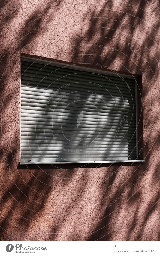 langschläfer Schönes Wetter Menschenleer Haus Mauer Wand Fenster Rollo Einsamkeit ruhig Häusliches Leben Privatsphäre geschlossen Schattenspiel Farbfoto
