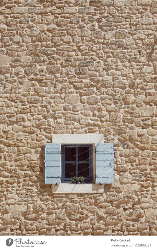 #A# Kellerfenster Hütte ästhetisch Fenster Fensterblick Fensterkreuz Fensterrahmen Fenstersims klein Öffnung mediterran Frankreich Provence offen Mauer Fassade