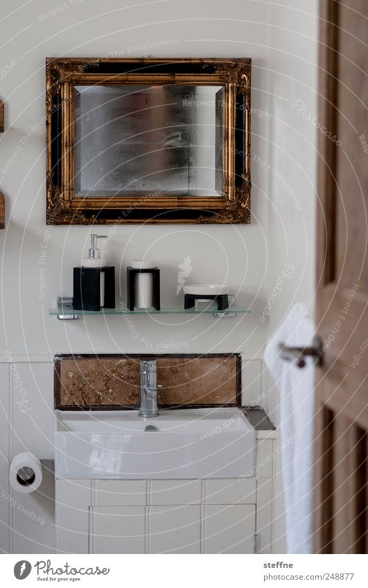 Bad Haus Einfamilienhaus Tür Spiegel Waschbecken Klopapierhalter Toilettenpapier Fliesen u. Kacheln seifenspender Seifenschale flüssigseife Wasserhahn