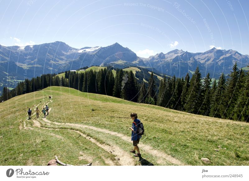 wandern in den Bergen harmonisch Erholung Freizeit & Hobby Tourismus Freiheit Sommer Berge u. Gebirge Mensch Freundschaft Menschengruppe Natur Landschaft Himmel