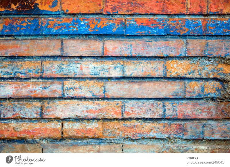 Mauer Lifestyle Arbeit & Erwerbstätigkeit Maurer Wand einzigartig mehrfarbig Farbe Backsteinwand Grenze Farbfoto Außenaufnahme Nahaufnahme Muster