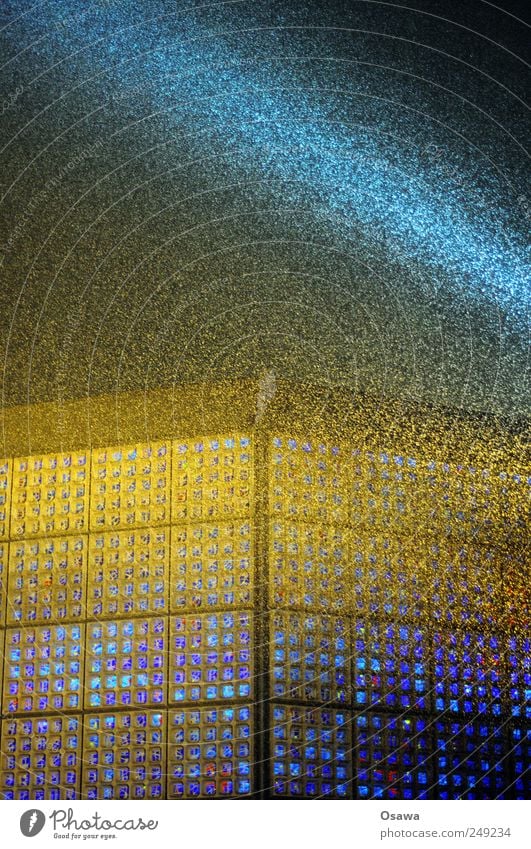 Schnee Religion & Glaube Kirche Gotteshäuser Gedächtnis Kirche Gebäude Architektur modern Mosaik Glas mehrfarbig Fassade Nacht Schneefall Niederschlag