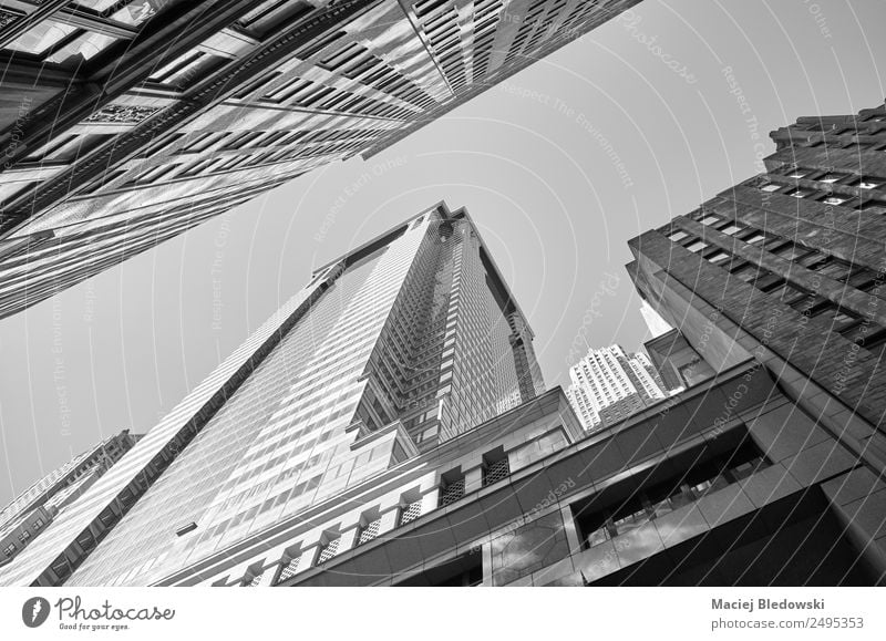 Blick auf New Yorker Gebäude, Manhattan. Büro Stadt Stadtzentrum Skyline Hochhaus Bankgebäude Architektur Business Dekadenz Erfolg Kapitalwirtschaft Reichtum