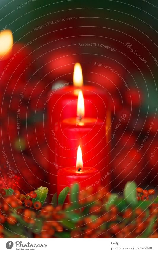 Weihnachtsbeleuchtung Design Glück Winter Dekoration & Verzierung Tisch Feste & Feiern Weihnachten & Advent Wärme Kerze Ornament dunkel rot weiß Farbe Tradition