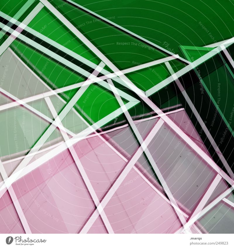 Inline elegant Stil Design Fassade Linie Streifen außergewöhnlich Coolness trendy einzigartig Sauberkeit grün rosa weiß chaotisch komplex Perspektive planen