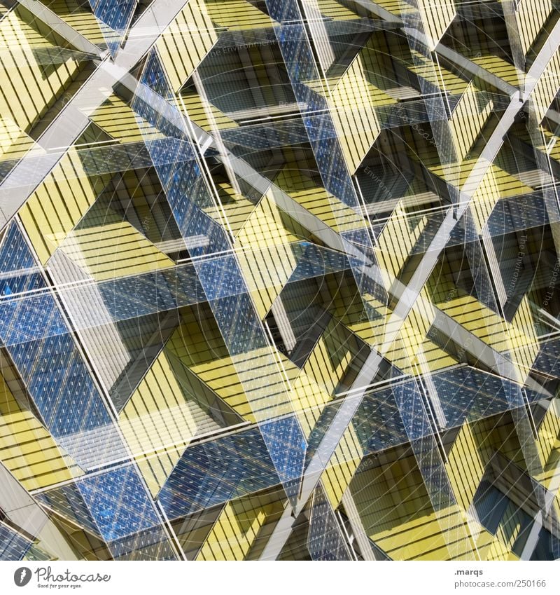Solar Stil Design Fortschritt Zukunft High-Tech Sonnenenergie Solarzelle Fassade Linie außergewöhnlich einzigartig verrückt blau gelb Farbe innovativ