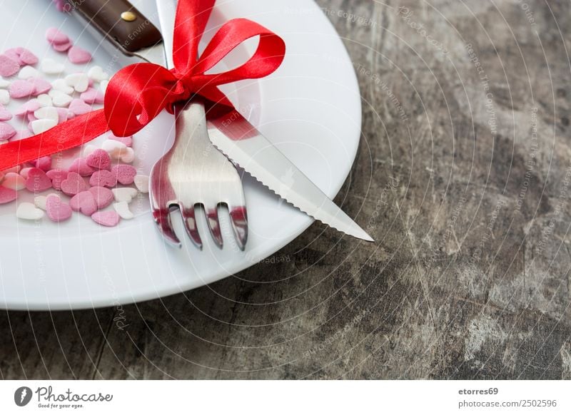 Valentinstag-Dinner. Abendessen Kekse Dessert Lebensmittel Gesunde Ernährung Foodfotografie romantisch Herz Februar süß Bonbon Dekoration & Verzierung Zuckerguß
