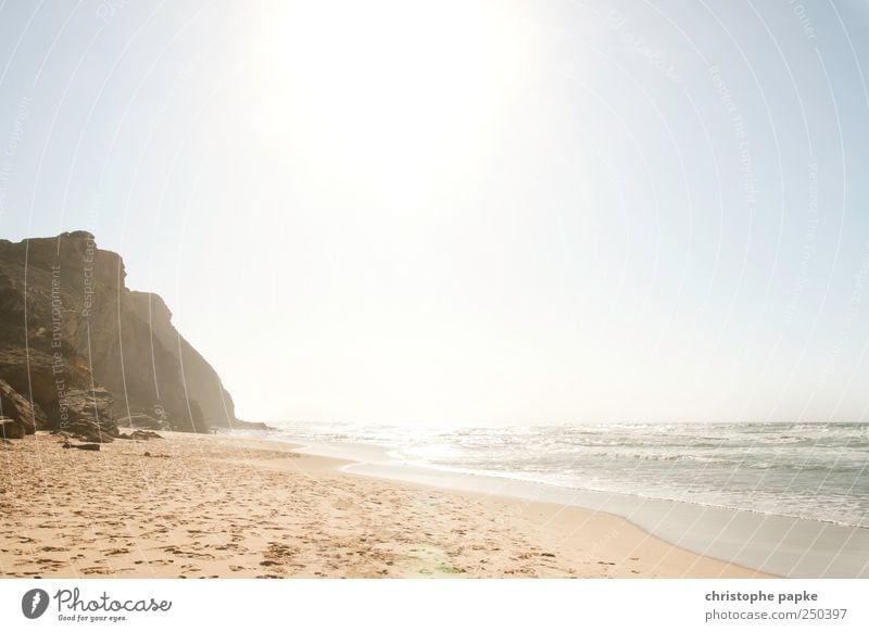 Praia de Monte Clèrigo Ferien & Urlaub & Reisen Sommer Sommerurlaub Sonne Strand Meer Wellen Felsen Küste Bucht heiß Portugal Atlantik Algarve Farbfoto