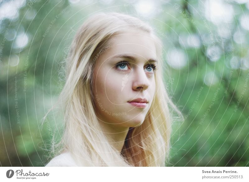 . feminin Junge Frau Jugendliche Haare & Frisuren Gesicht 1 Mensch 18-30 Jahre Erwachsene Sommer Schönes Wetter blond langhaarig beobachten einzigartig