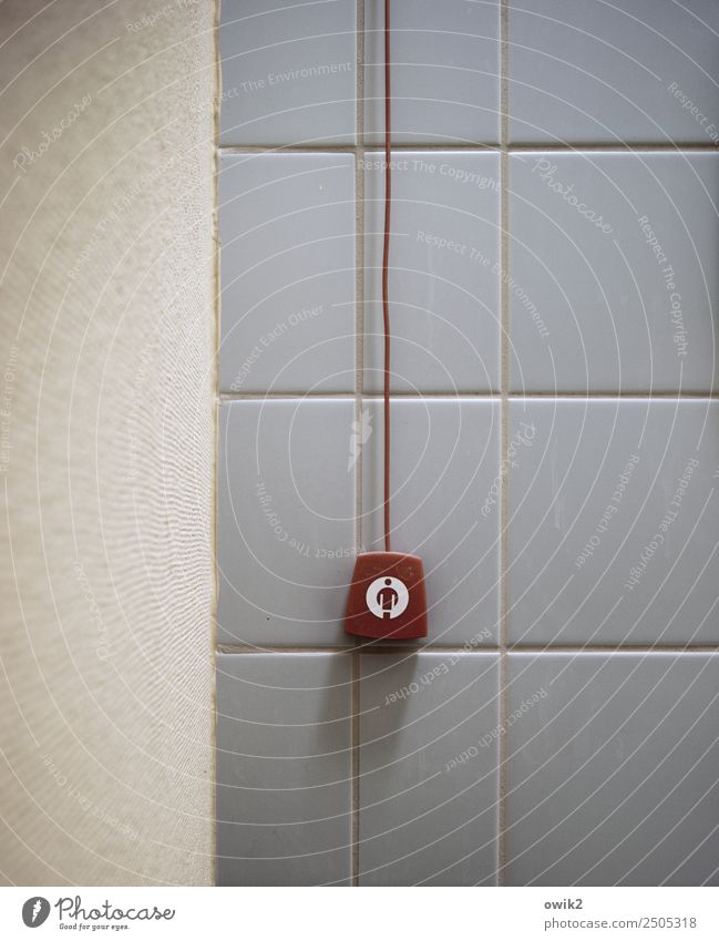 Schwester! Krankenhaus Toilette Signalanlage Mauer Wand Fliesen u. Kacheln Stein Kunststoff Zeichen Piktogramm Körper abstrakt einfach hängen Gesundheitswesen
