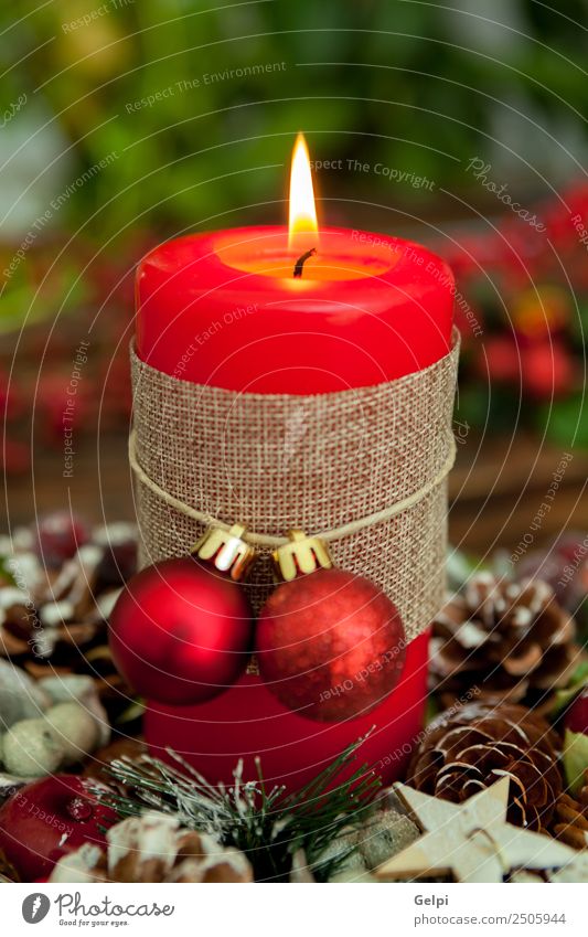 Kerzendekoration Leben Winter Schnee Dekoration & Verzierung Feste & Feiern Weihnachten & Advent Holz Ornament glänzend dunkel hell neu gelb gold rot weiß Farbe