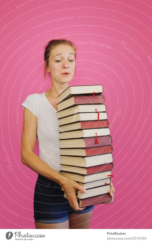 #A# ToDo 1 Mensch Kitsch Wissen Wissenschaften Wissenschaftler Buch rosa viele lernen Schule Studium Gleichgewicht Hausaufgabe Farbfoto mehrfarbig Innenaufnahme