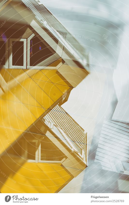 rotterdam kubus haus Haus gelb Architektur Himmel Schwache Tiefenschärfe Unschärfe Niederlande Rotterdam Fenster Dreieck Würfel